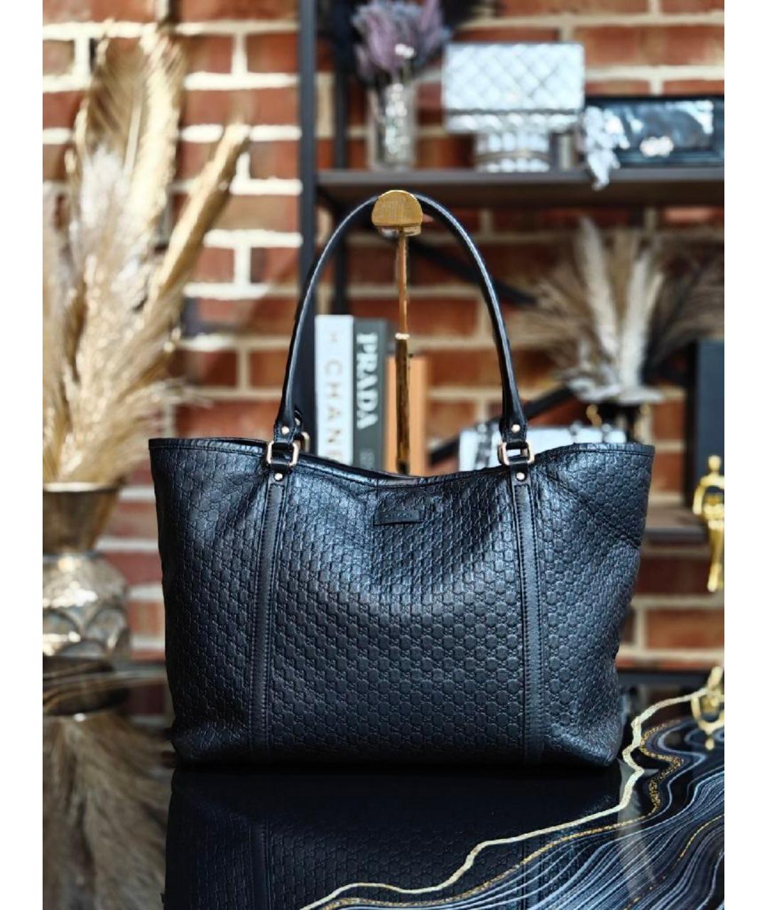 GUCCI Черная кожаная сумка с короткими ручками, фото 8