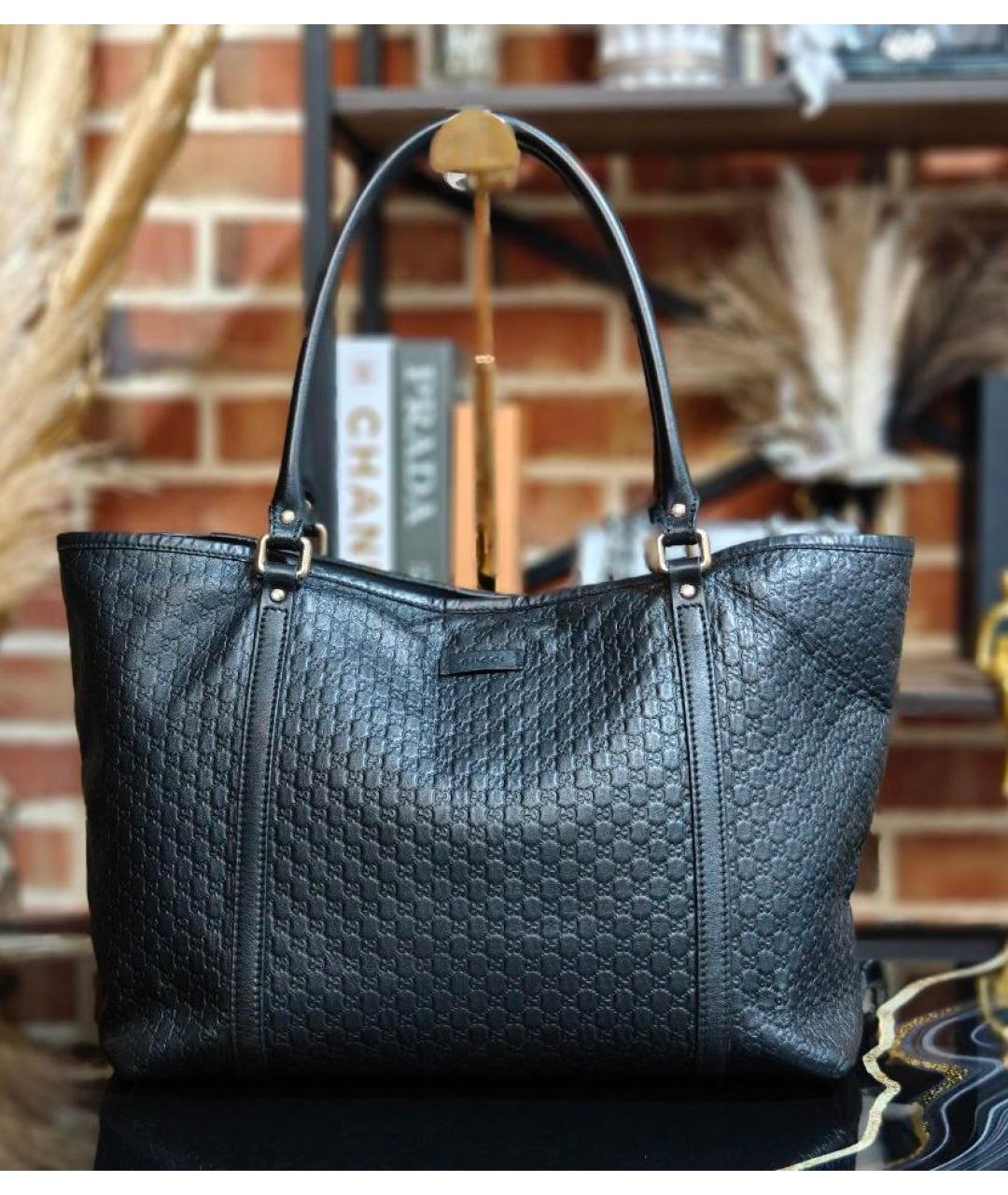 GUCCI Черная кожаная сумка с короткими ручками, фото 9