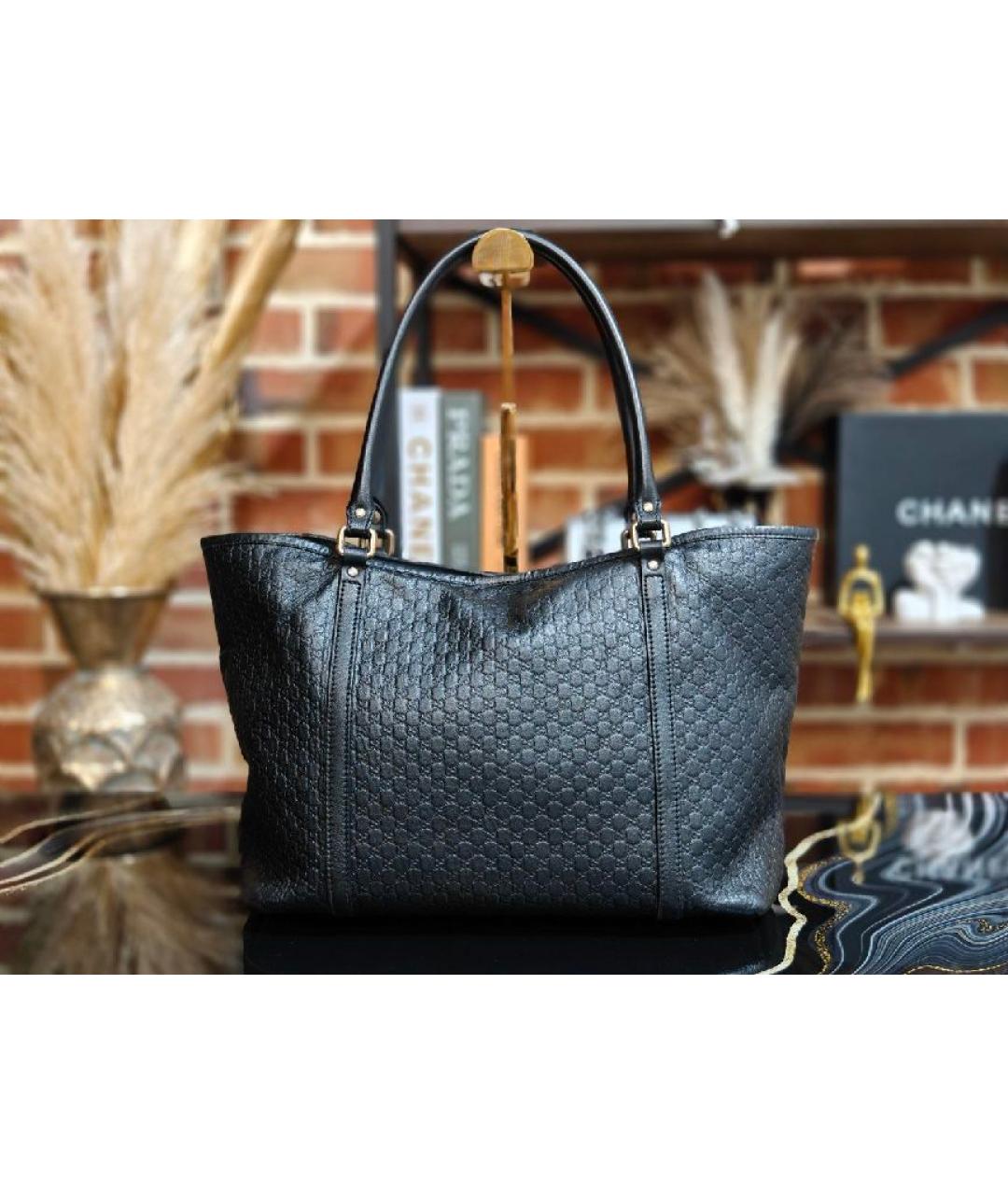 GUCCI Черная кожаная сумка с короткими ручками, фото 3