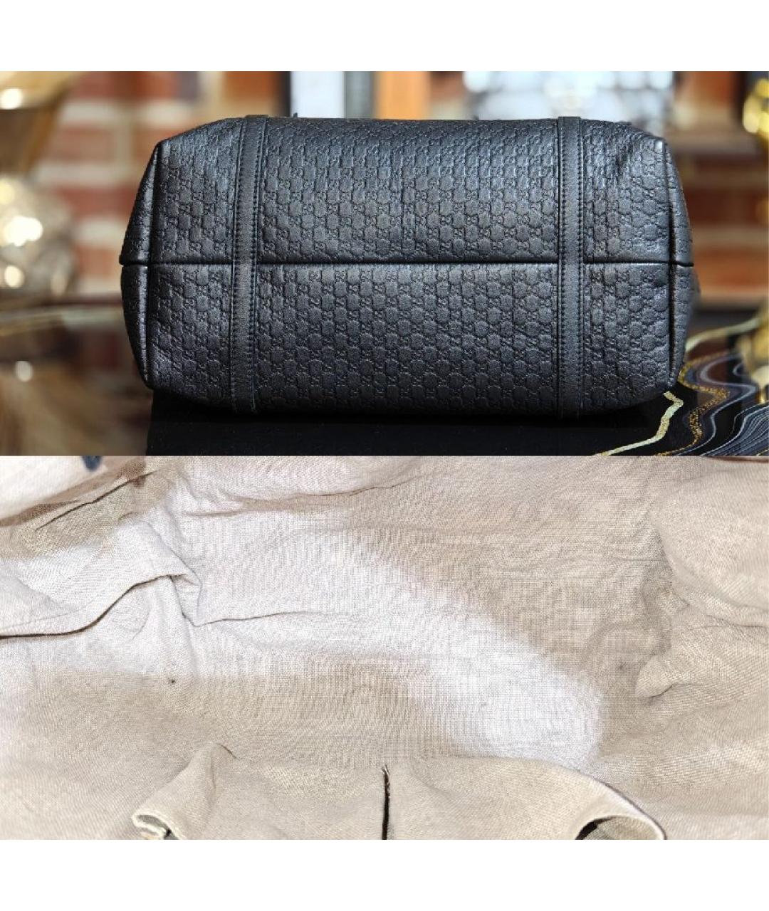 GUCCI Черная кожаная сумка с короткими ручками, фото 6