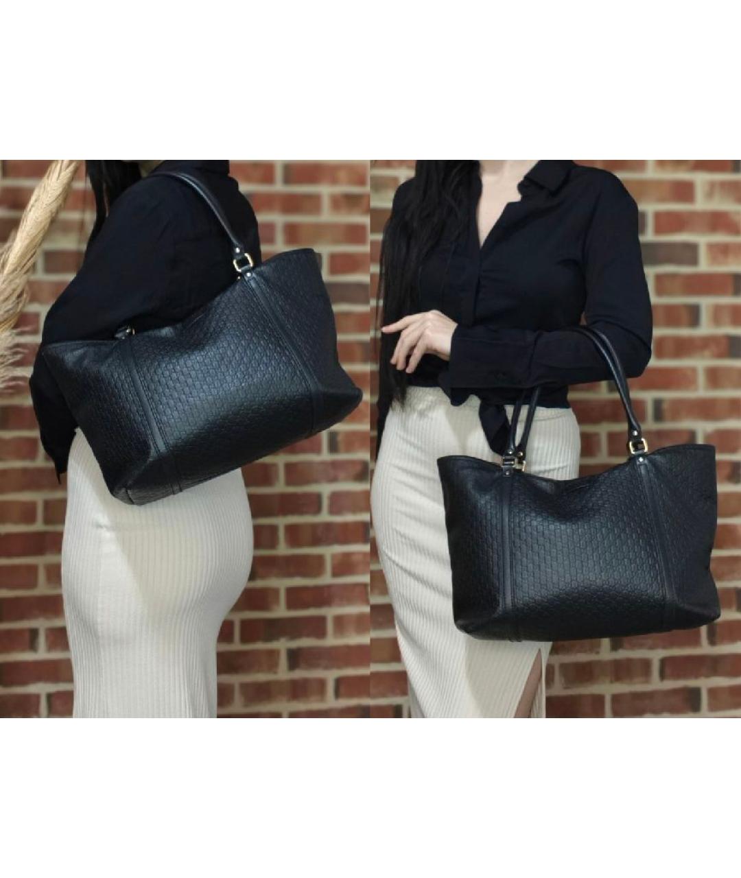 GUCCI Черная кожаная сумка с короткими ручками, фото 4