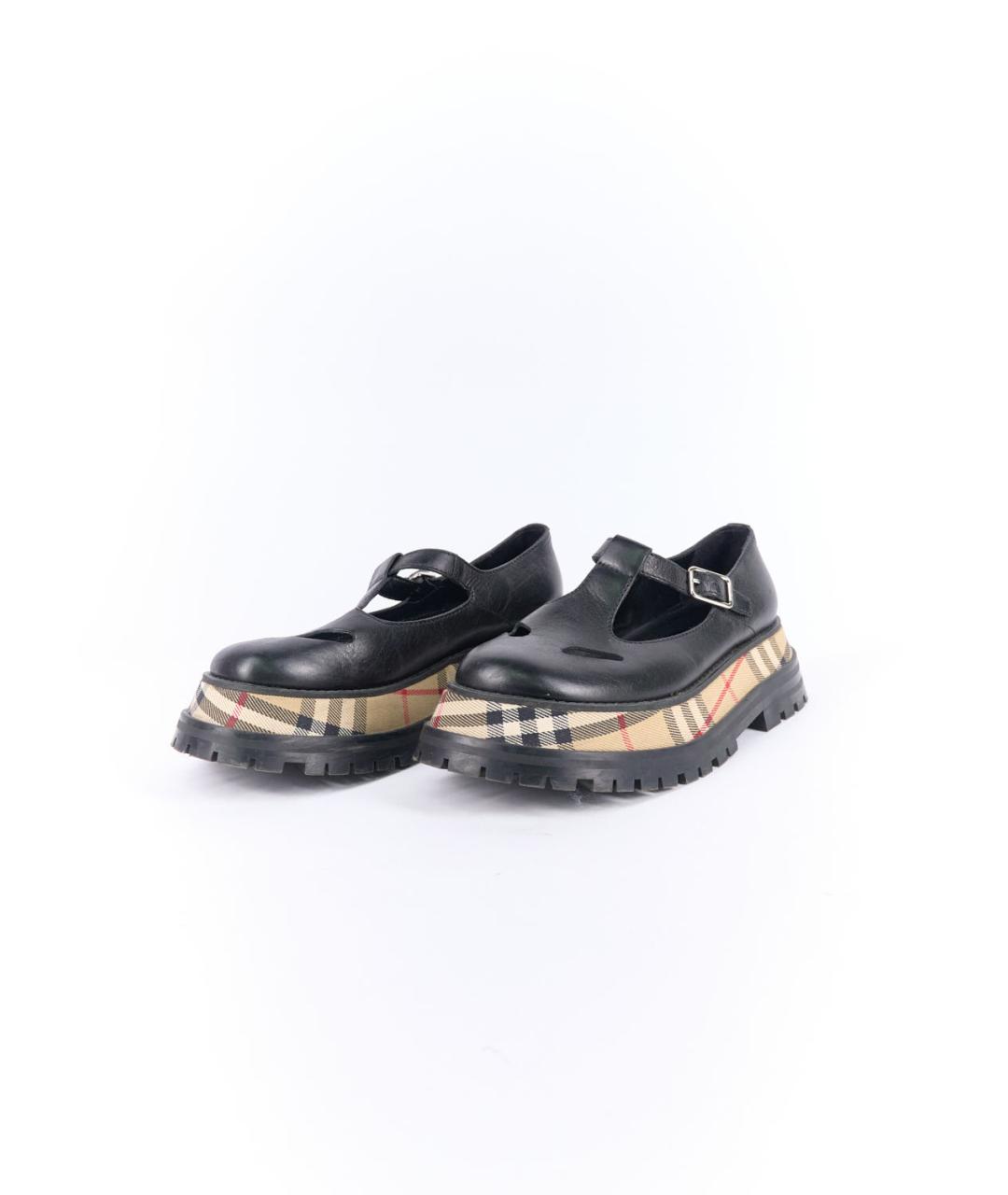 BURBERRY Черные кожаные туфли, фото 3