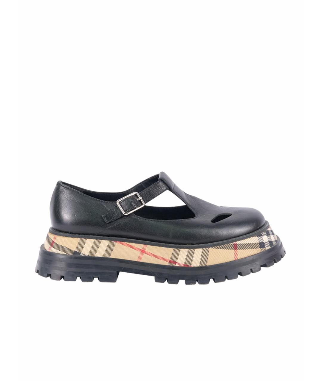 BURBERRY Черные кожаные туфли, фото 1