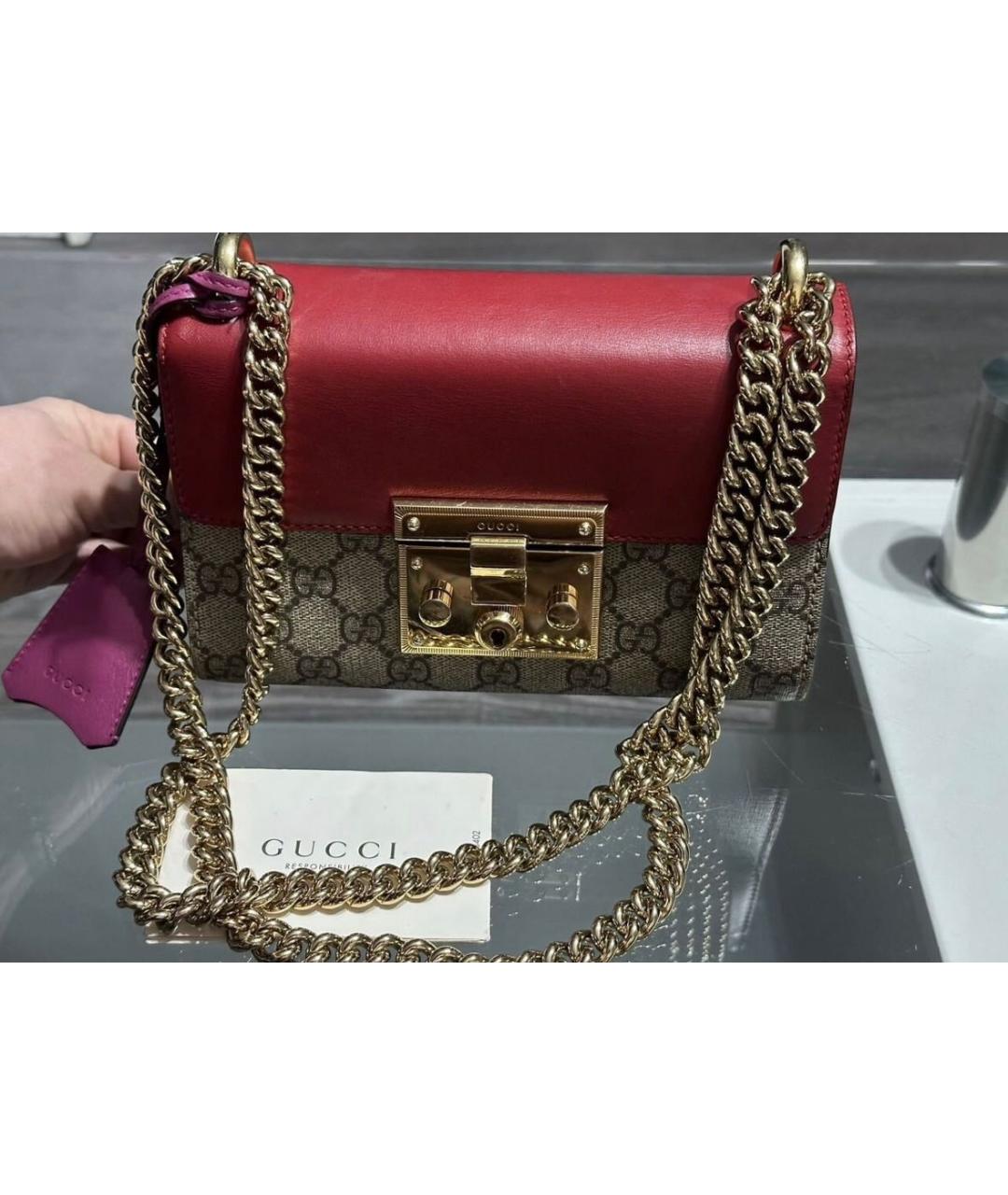 GUCCI Бордовая кожаная сумка через плечо, фото 6