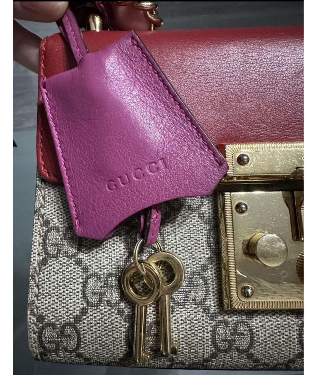 GUCCI Бордовая кожаная сумка через плечо, фото 2
