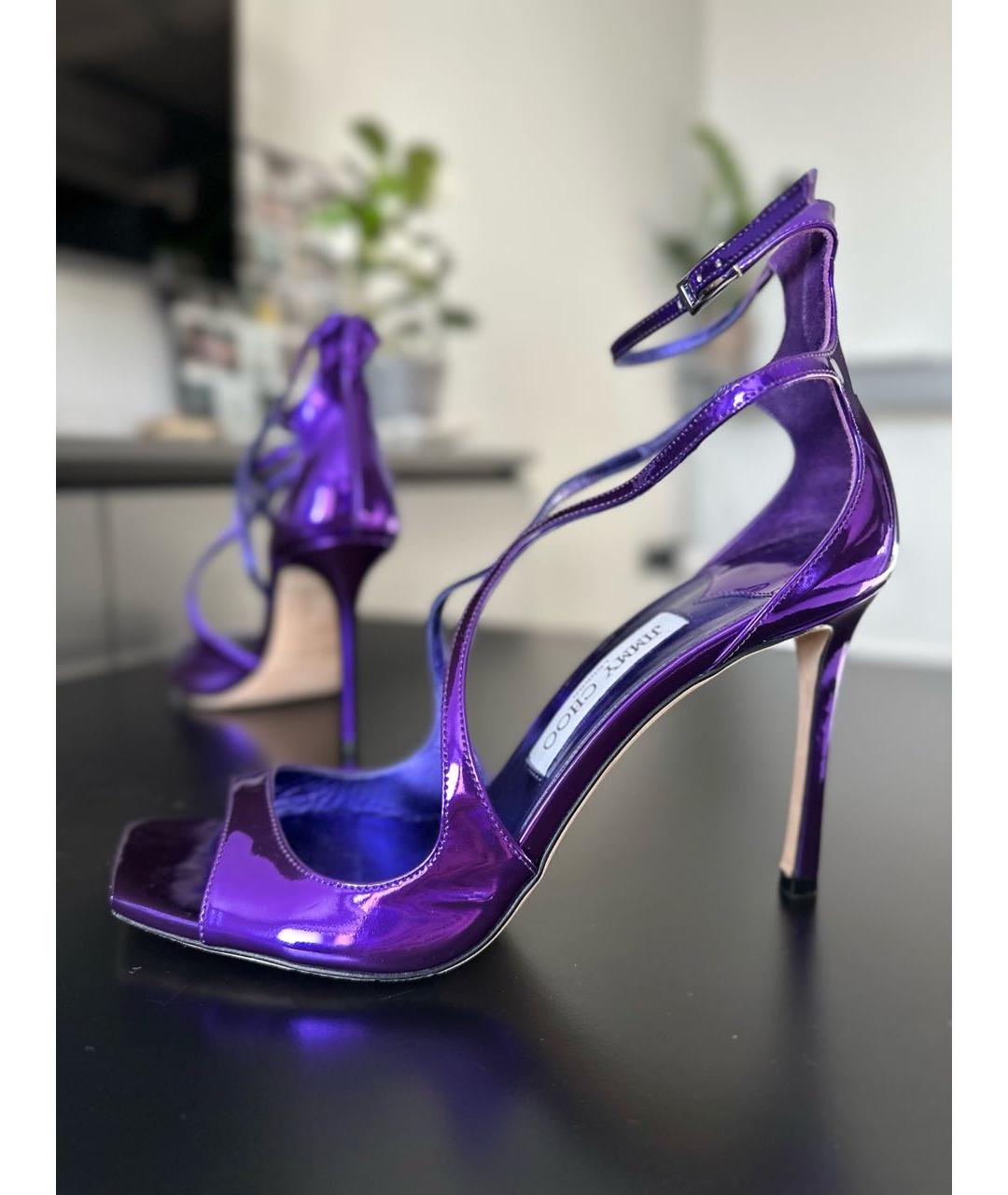 JIMMY CHOO Фиолетовые босоножки из лакированной кожи, фото 8