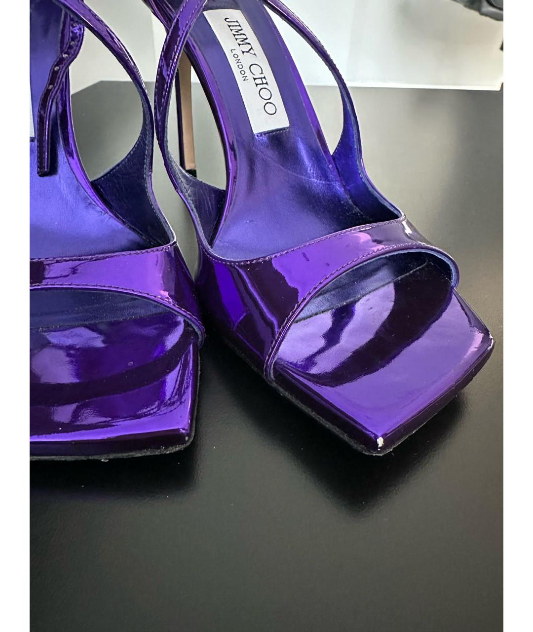 JIMMY CHOO Фиолетовые босоножки из лакированной кожи, фото 7
