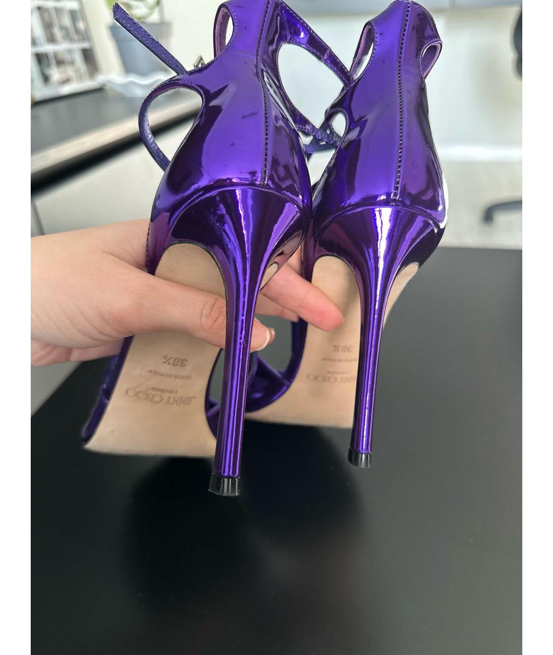 JIMMY CHOO Фиолетовые босоножки из лакированной кожи, фото 4