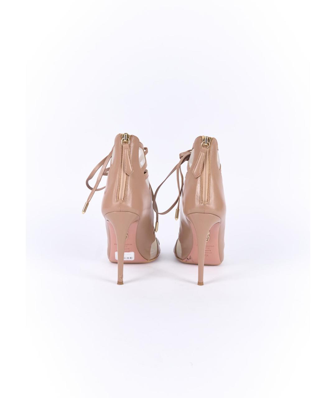 AQUAZZURA Бежевые кожаные босоножки, фото 4