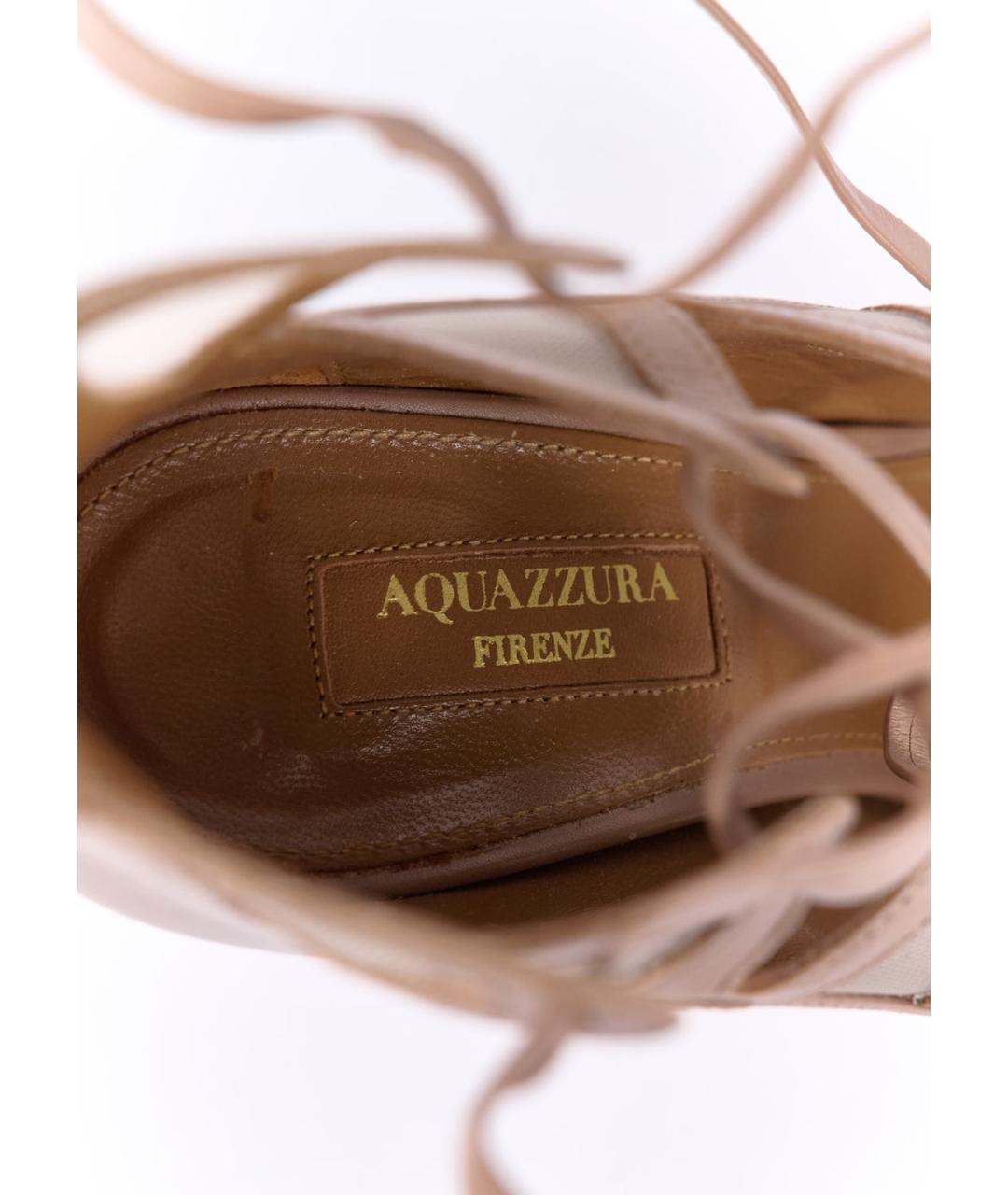 AQUAZZURA Бежевые кожаные босоножки, фото 5