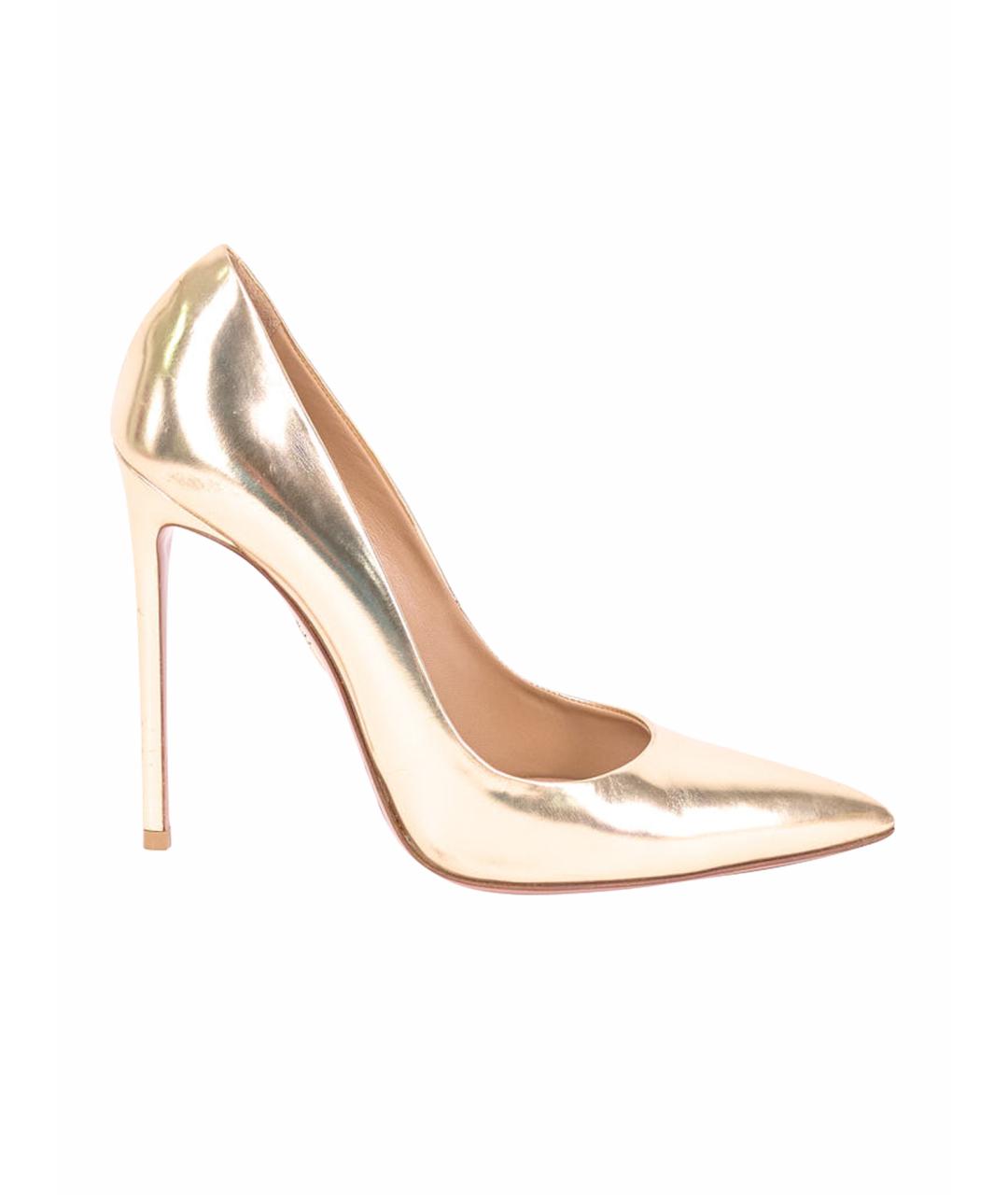 AQUAZZURA Золотые кожаные туфли, фото 1