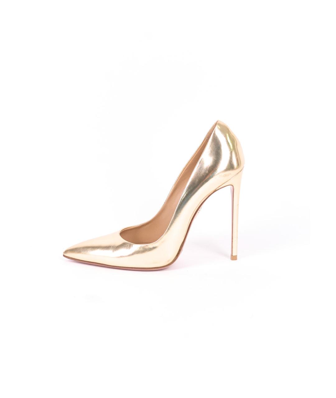 AQUAZZURA Золотые кожаные туфли, фото 6