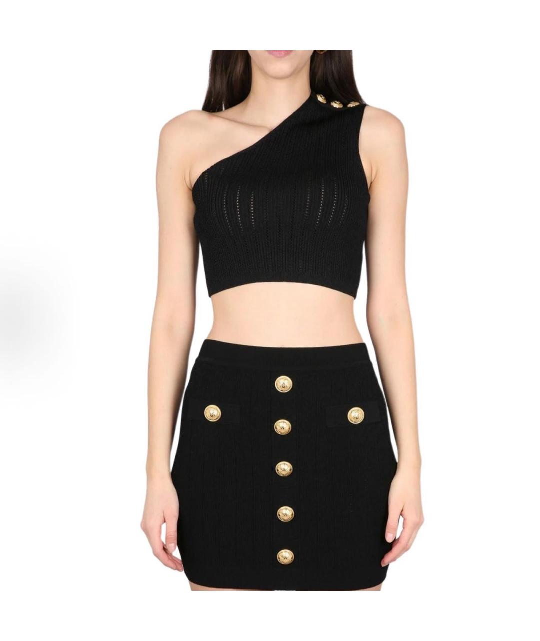 BALMAIN Черная вискозная майка, фото 3