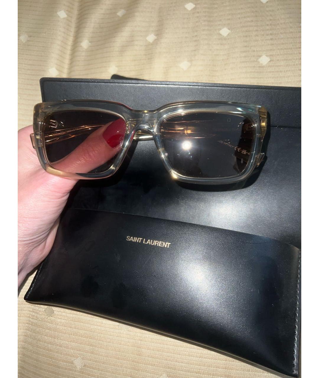 SAINT LAURENT Бежевые солнцезащитные очки, фото 6