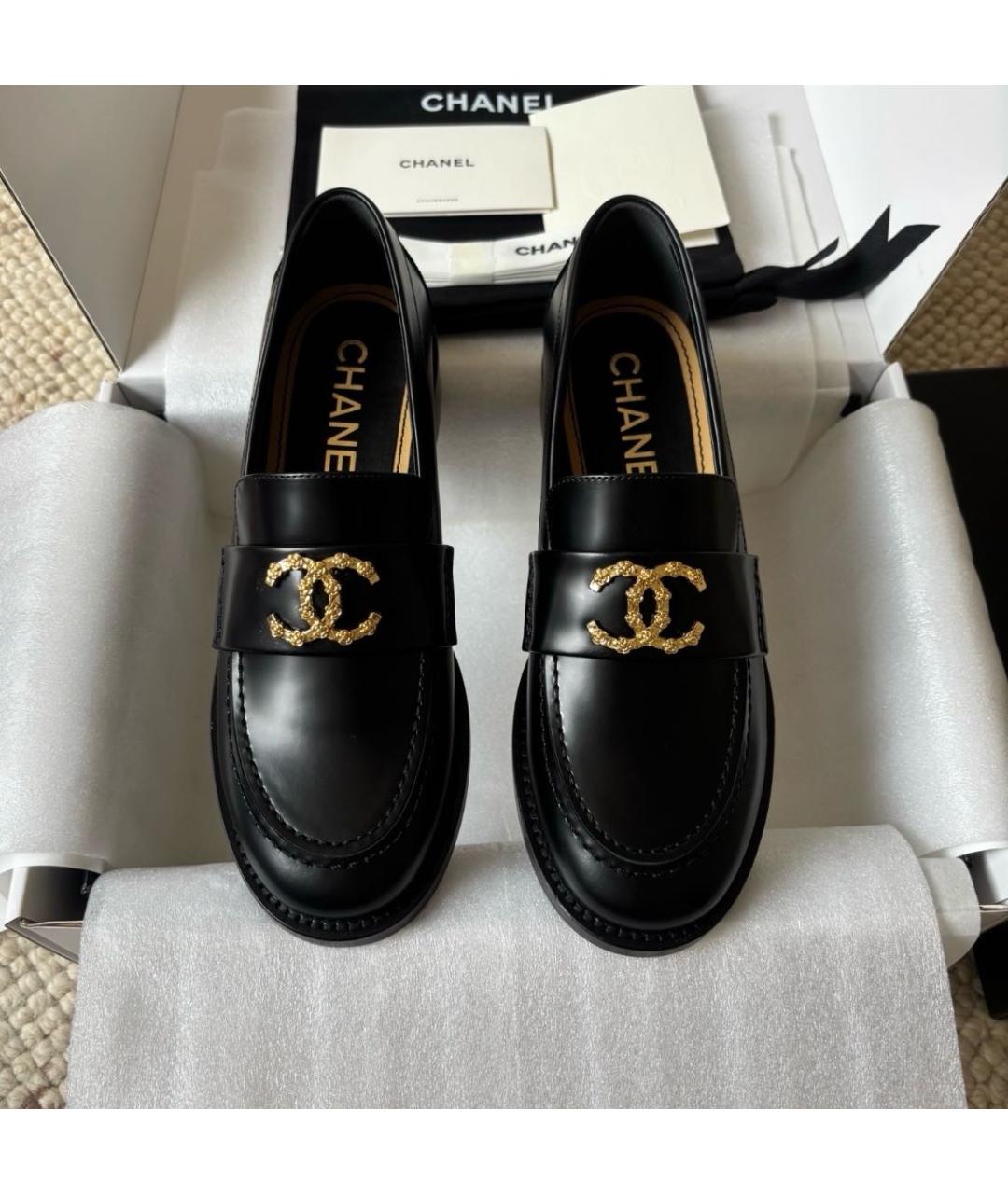 CHANEL Черные кожаные лоферы, фото 2