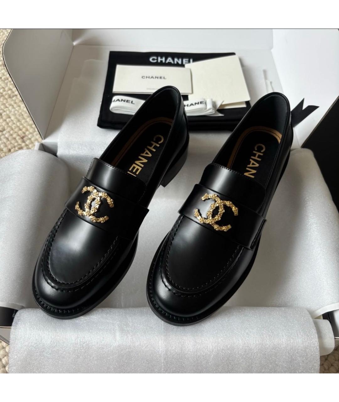 CHANEL Черные кожаные лоферы, фото 3