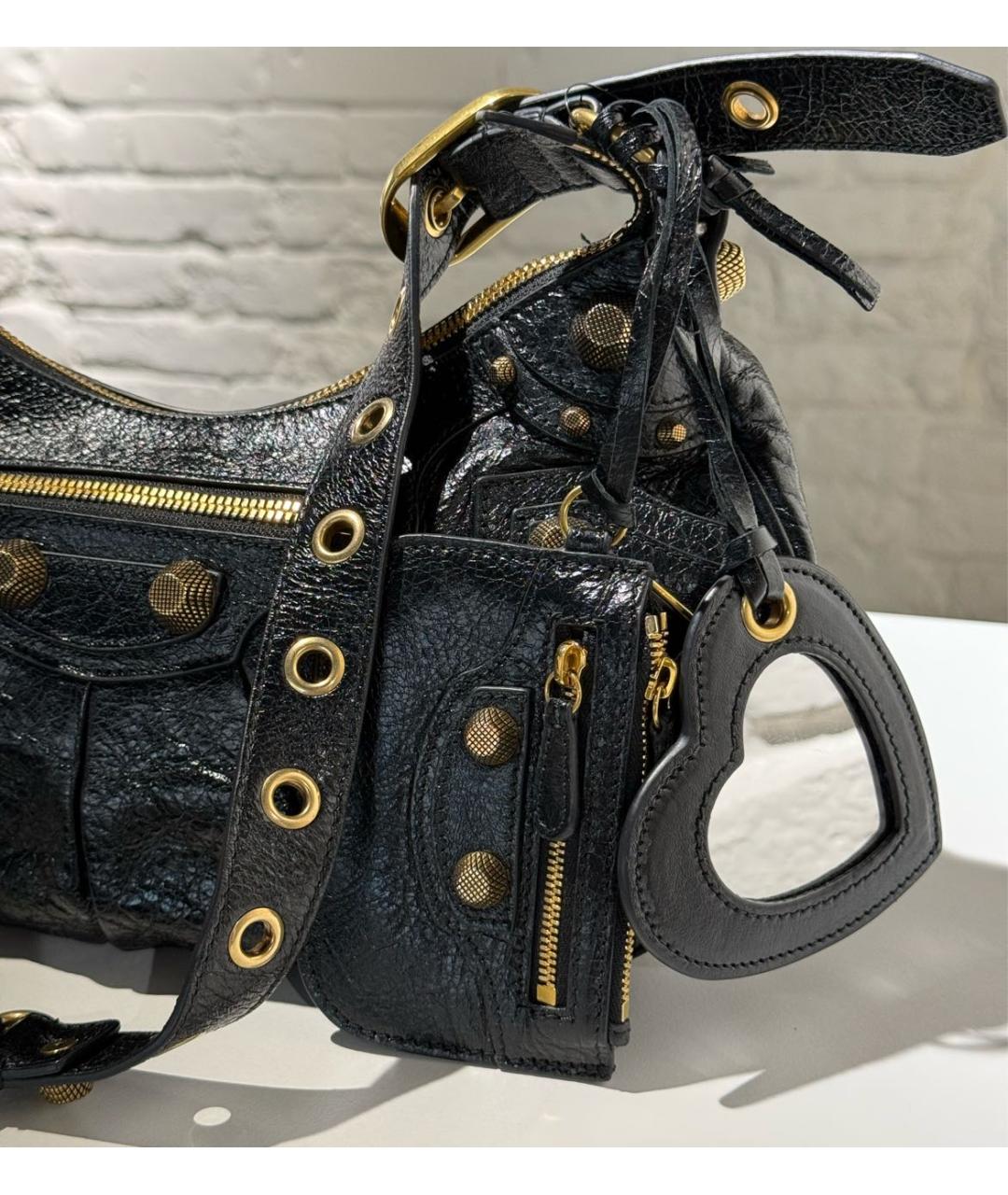 BALENCIAGA Черная кожаная сумка через плечо, фото 3