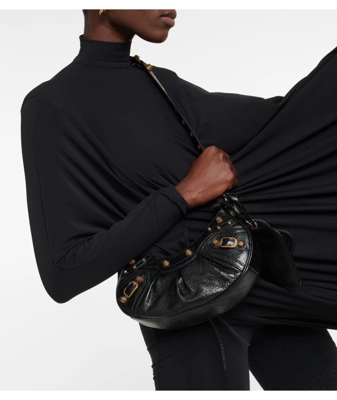 BALENCIAGA Черная кожаная сумка через плечо, фото 5