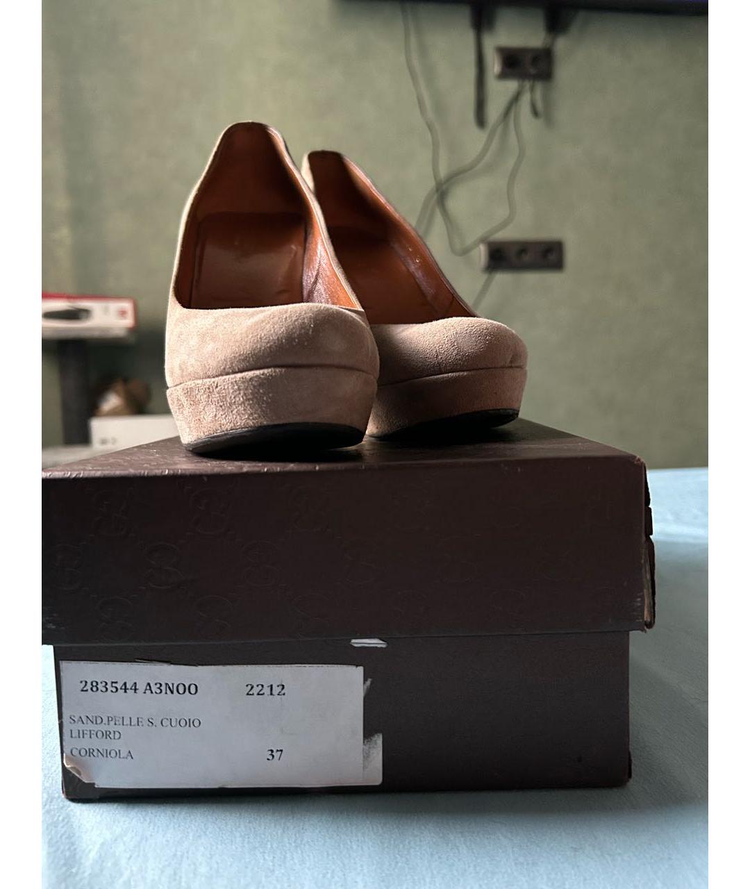 GUCCI Бежевые замшевые туфли, фото 3