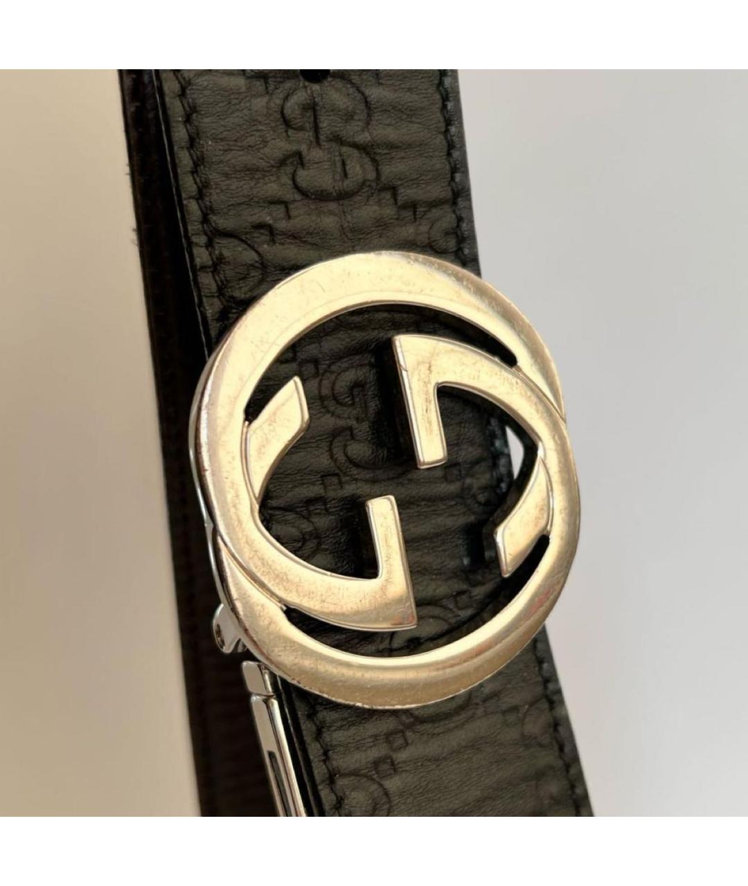 GUCCI Черный кожаный ремень, фото 3