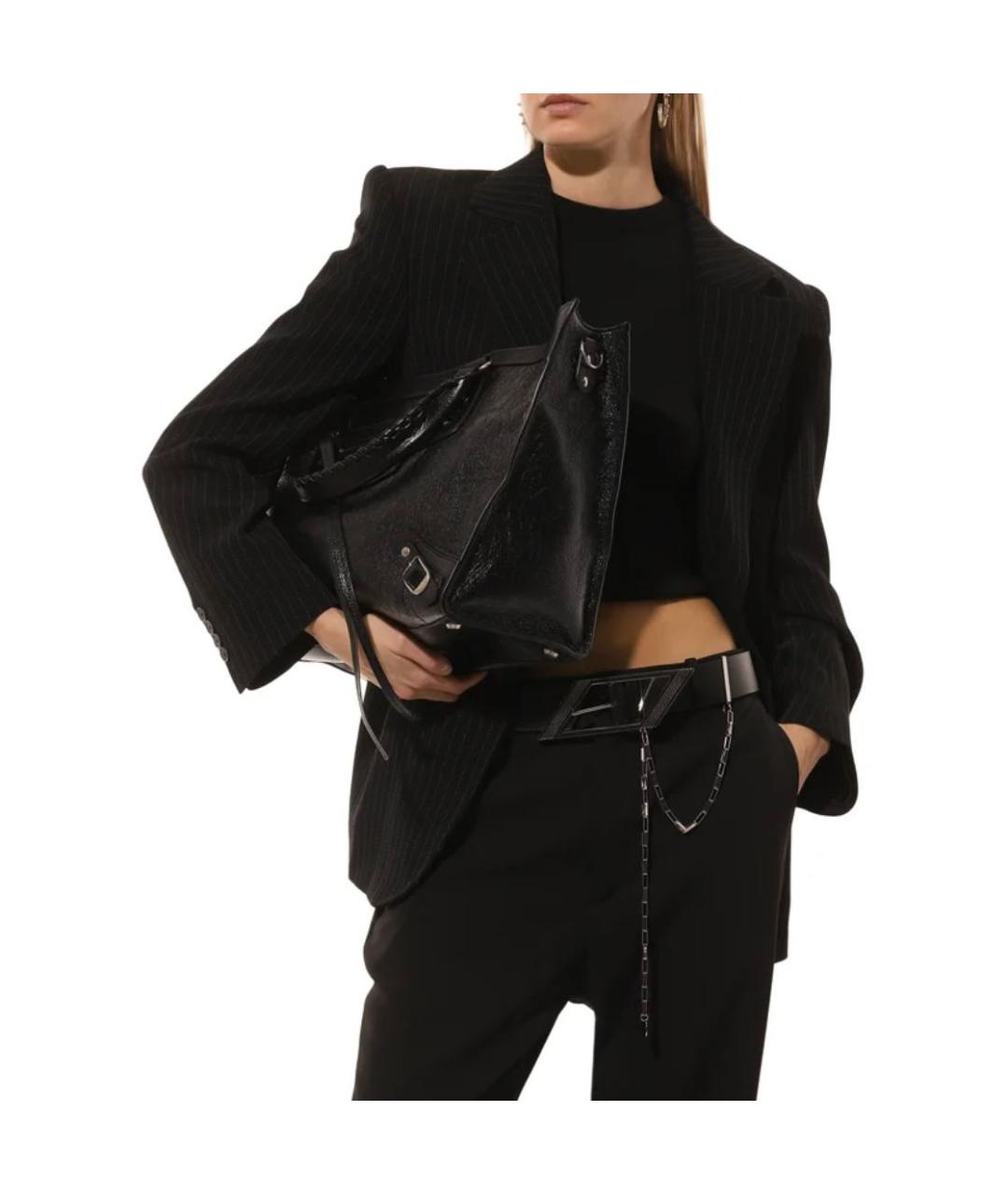 BALENCIAGA Черная кожаная сумка с короткими ручками, фото 6