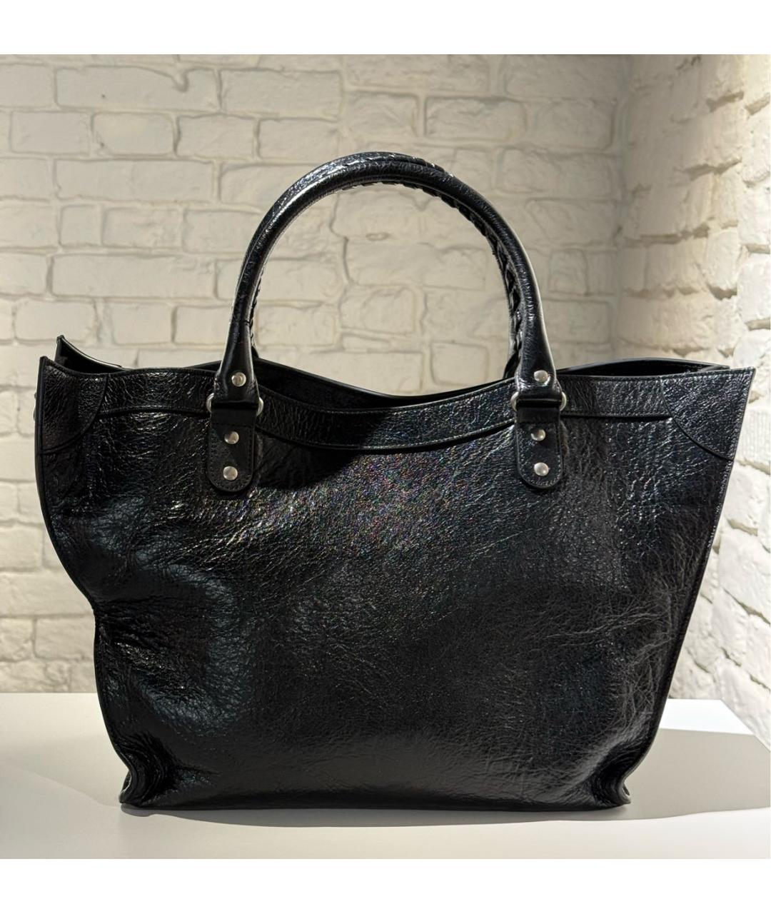 BALENCIAGA Черная кожаная сумка с короткими ручками, фото 3