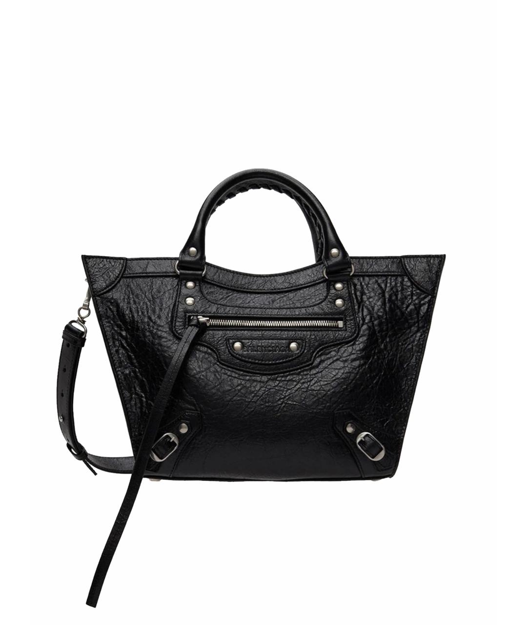 BALENCIAGA Черная кожаная сумка с короткими ручками, фото 1