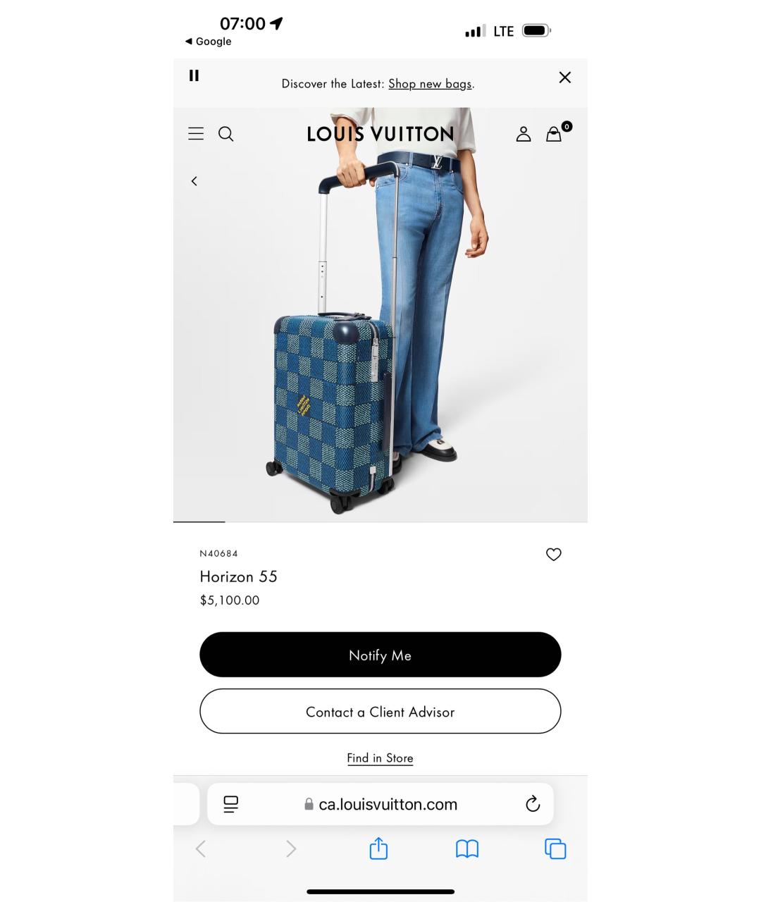 LOUIS VUITTON Синий чемодан, фото 4