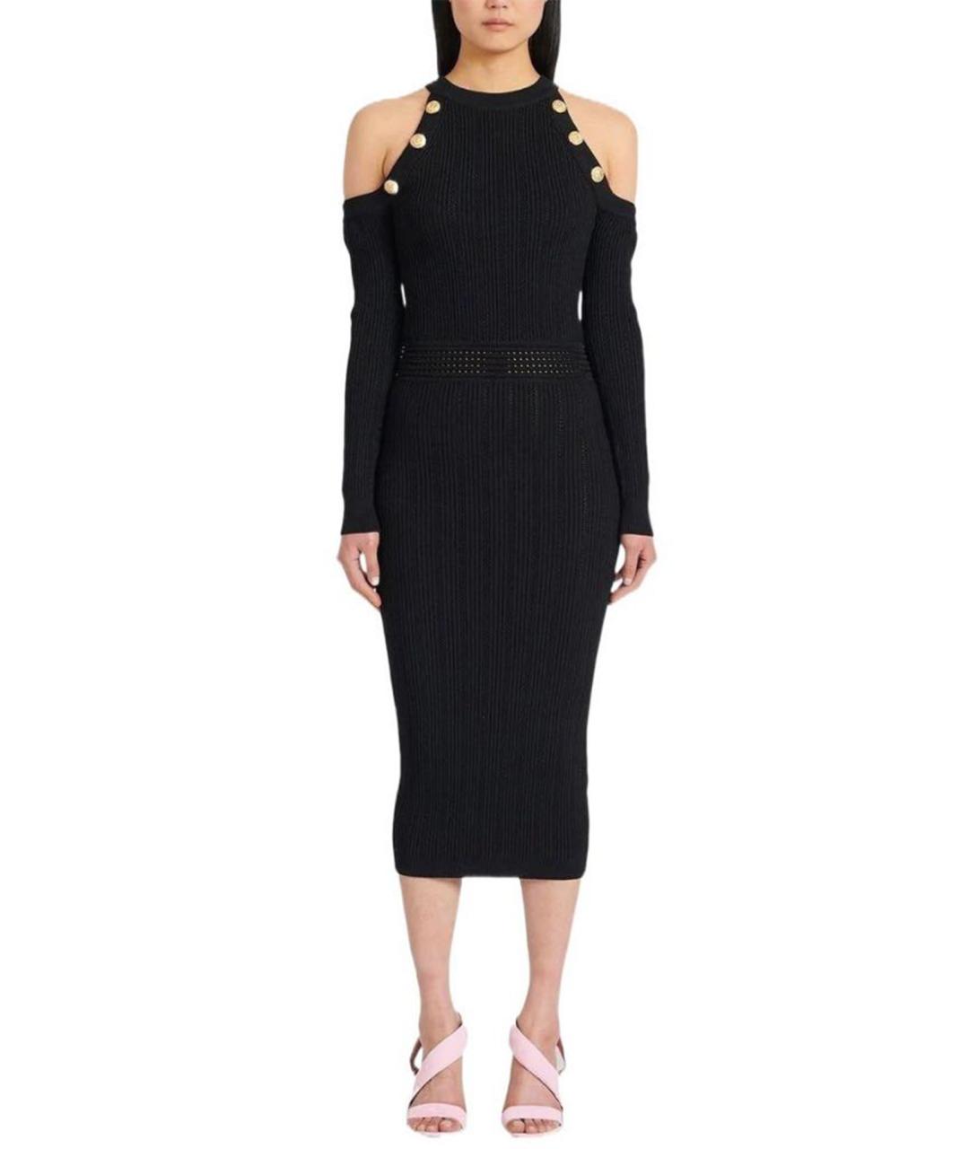 BALMAIN Черное вискозное вечернее платье, фото 5