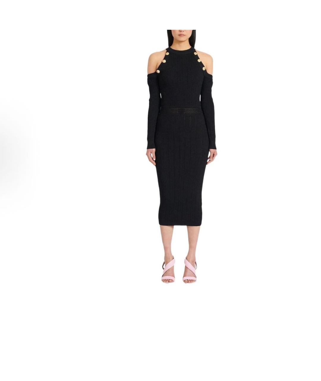 BALMAIN Черное вискозное вечернее платье, фото 3