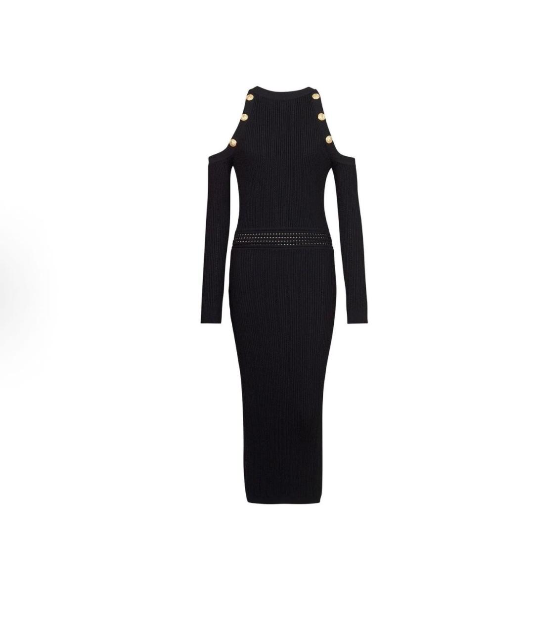 BALMAIN Черное вискозное вечернее платье, фото 4
