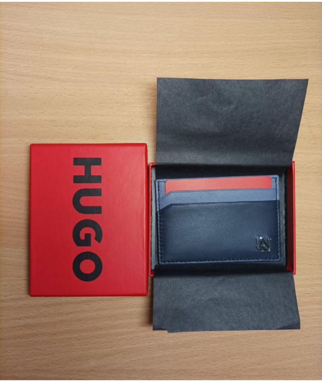 HUGO BOSS Серый кожаный кардхолдер, фото 3