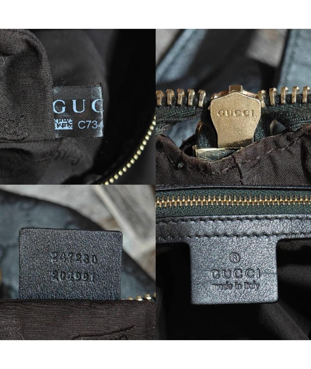 GUCCI Черная кожаная сумка тоут, фото 5