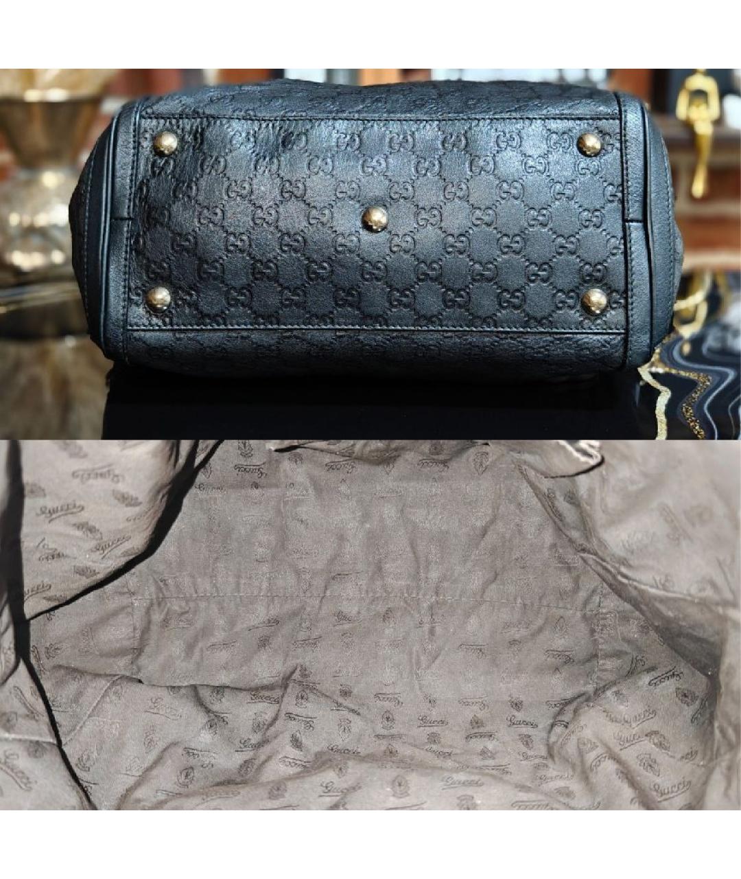 GUCCI Черная кожаная сумка тоут, фото 6
