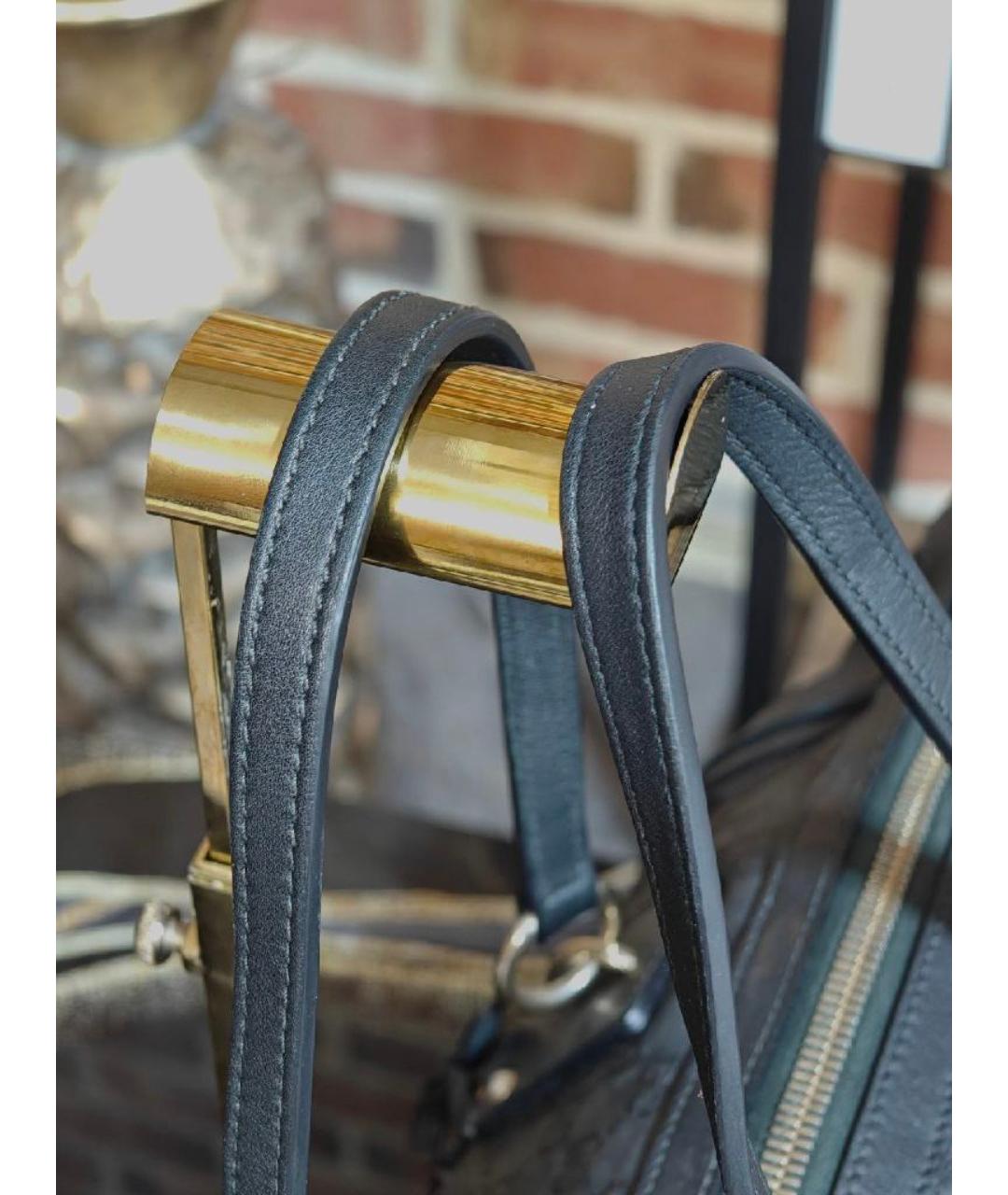 GUCCI Черная кожаная сумка тоут, фото 7