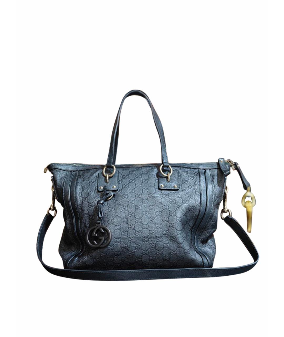 GUCCI Черная кожаная сумка тоут, фото 1