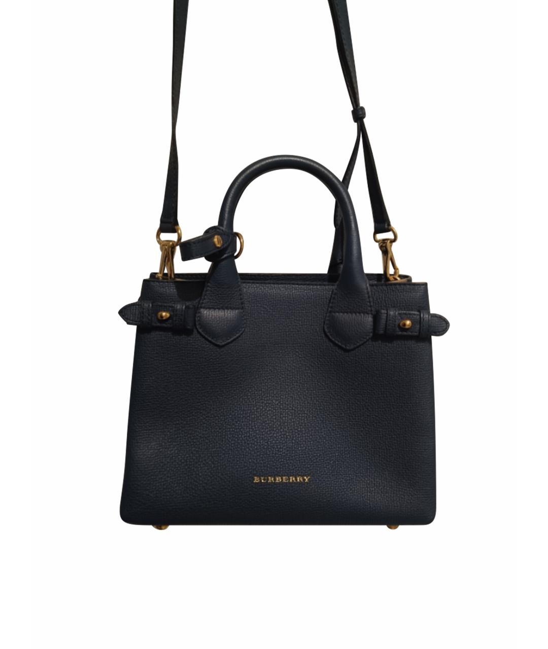 BURBERRY Темно-синяя кожаная сумка с короткими ручками, фото 1