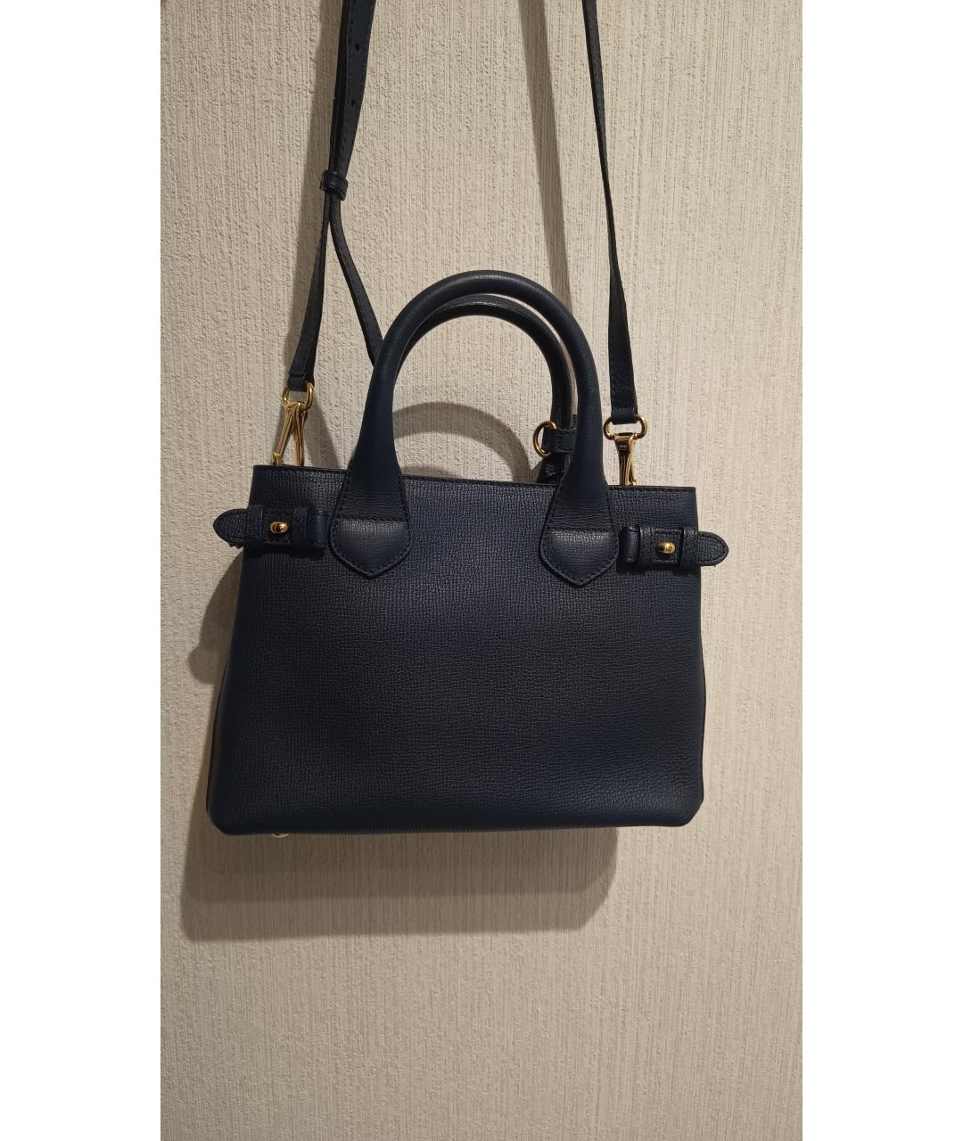 BURBERRY Темно-синяя кожаная сумка с короткими ручками, фото 2