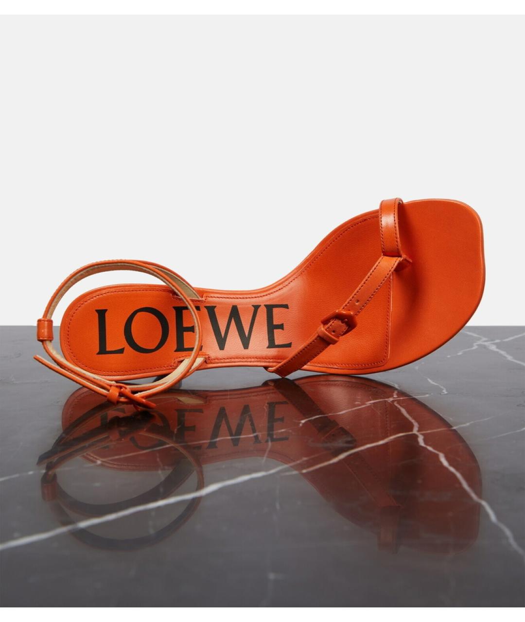 LOEWE Оранжевое кожаные босоножки, фото 6
