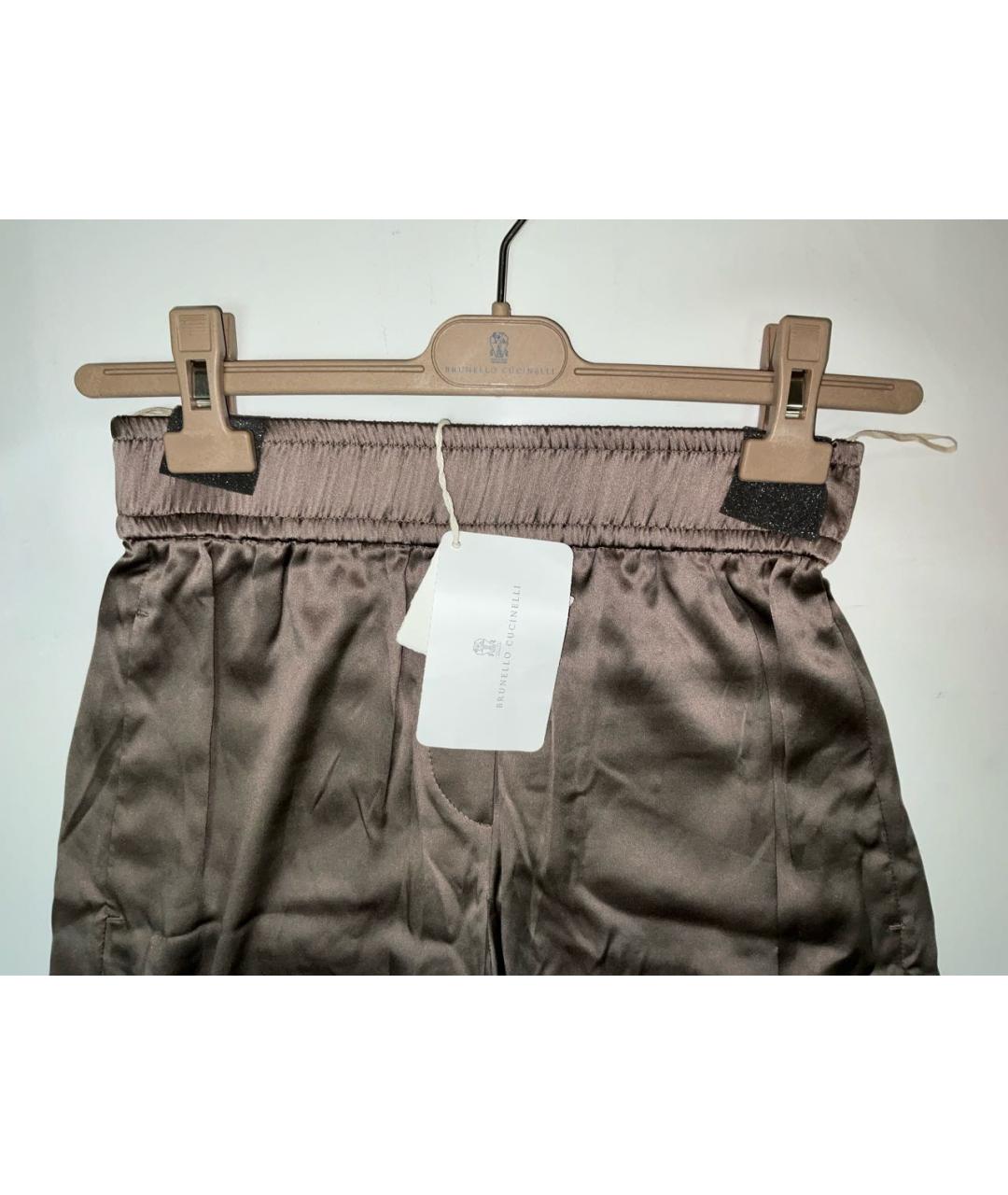 BRUNELLO CUCINELLI Коричневые шелковые брюки широкие, фото 4