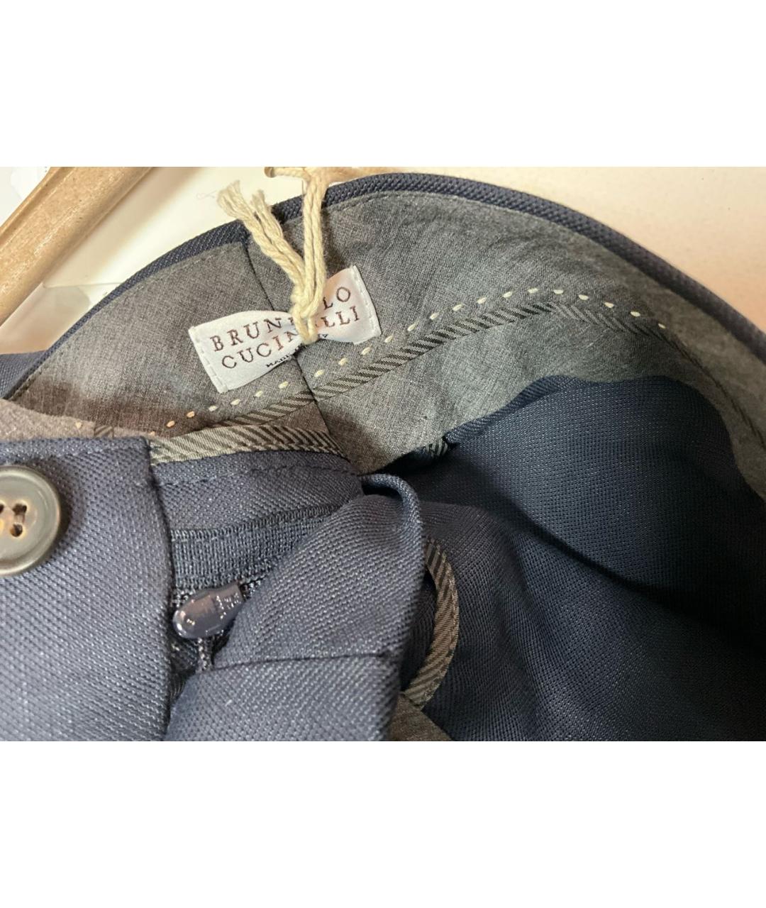 BRUNELLO CUCINELLI Темно-синие вискозные брюки широкие, фото 4