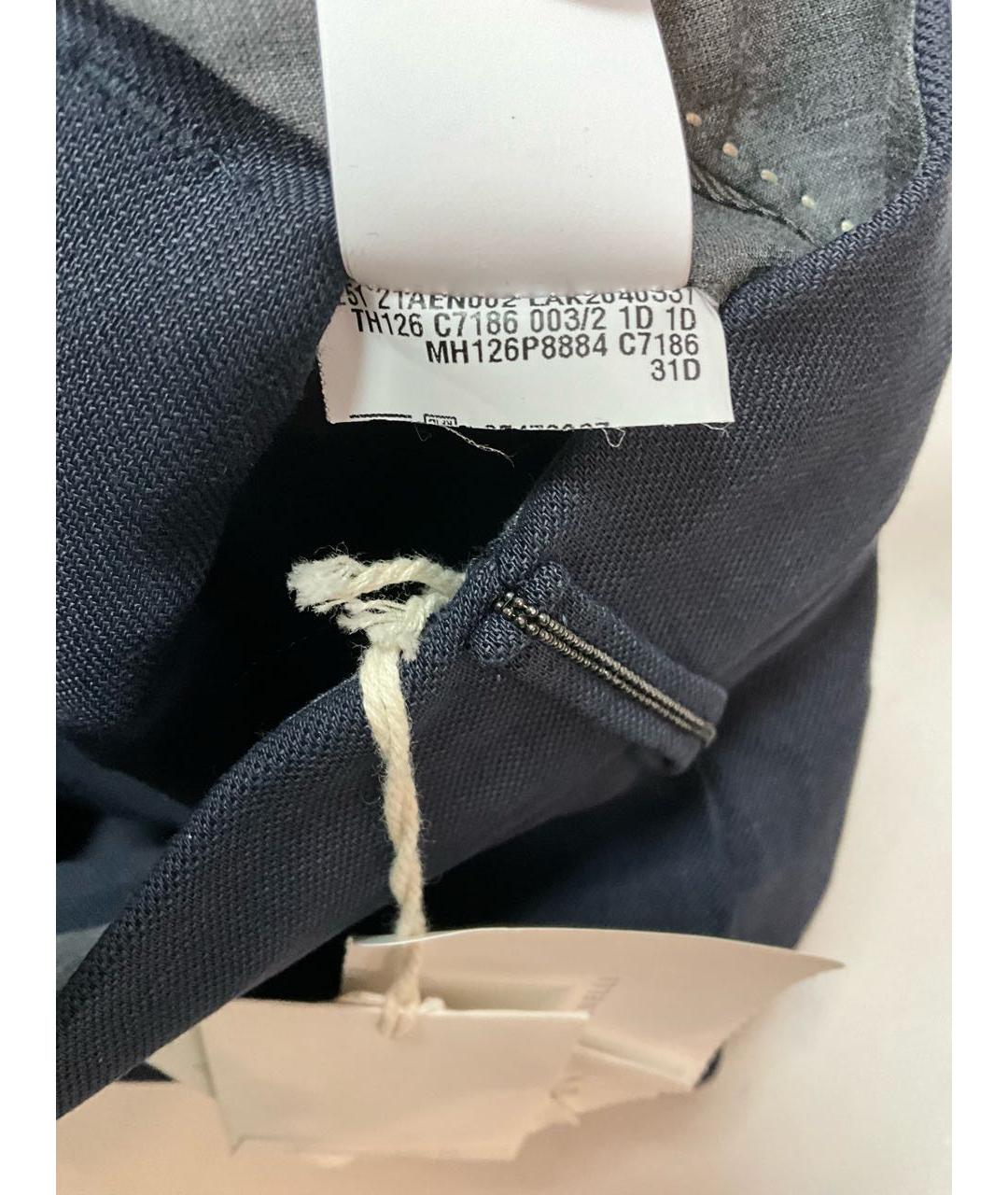 BRUNELLO CUCINELLI Темно-синие вискозные брюки широкие, фото 7