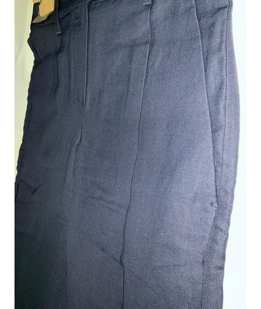 BRUNELLO CUCINELLI Темно-синие вискозные брюки широкие, фото 3