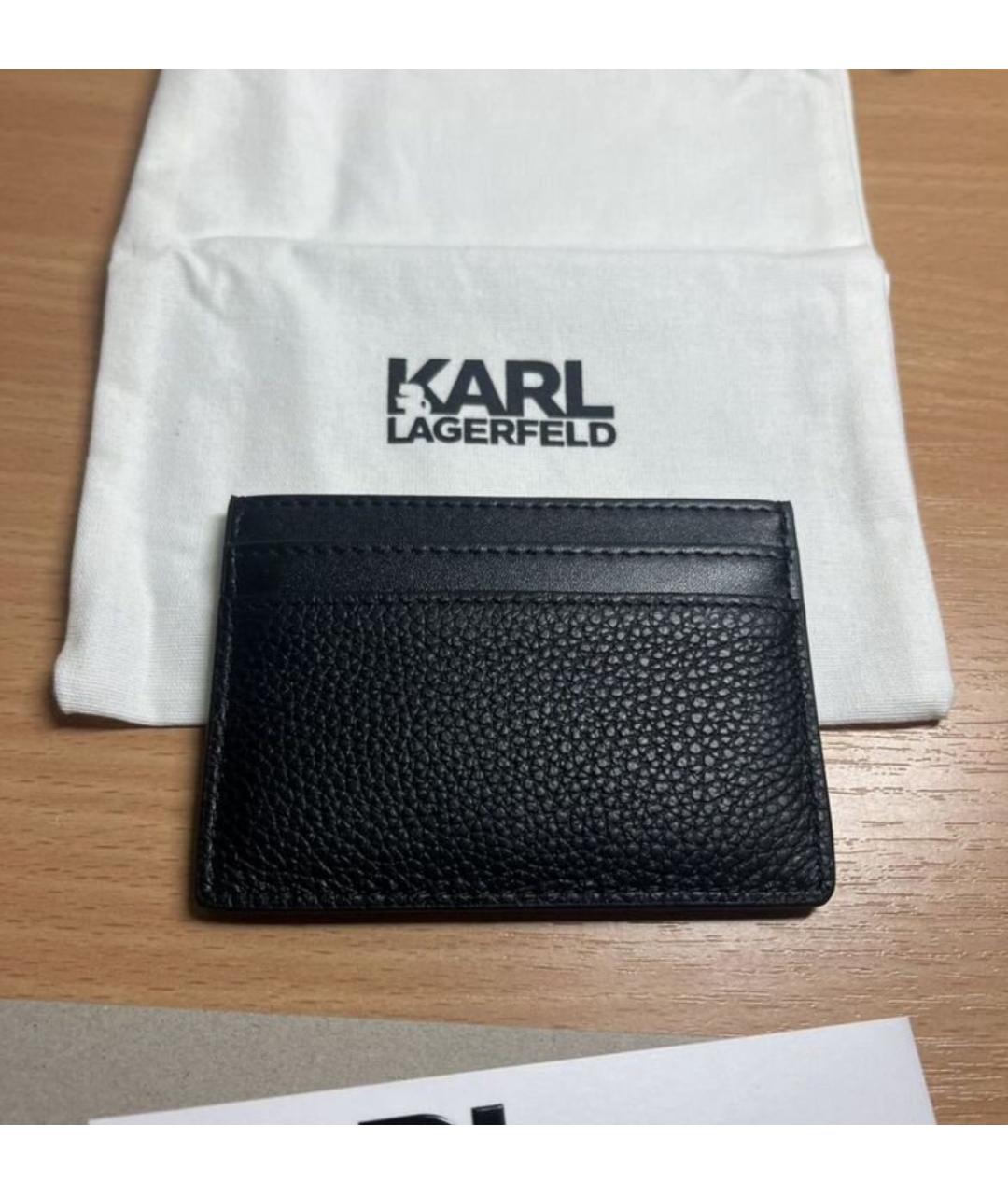 KARL LAGERFELD Черный кожаный кардхолдер, фото 2