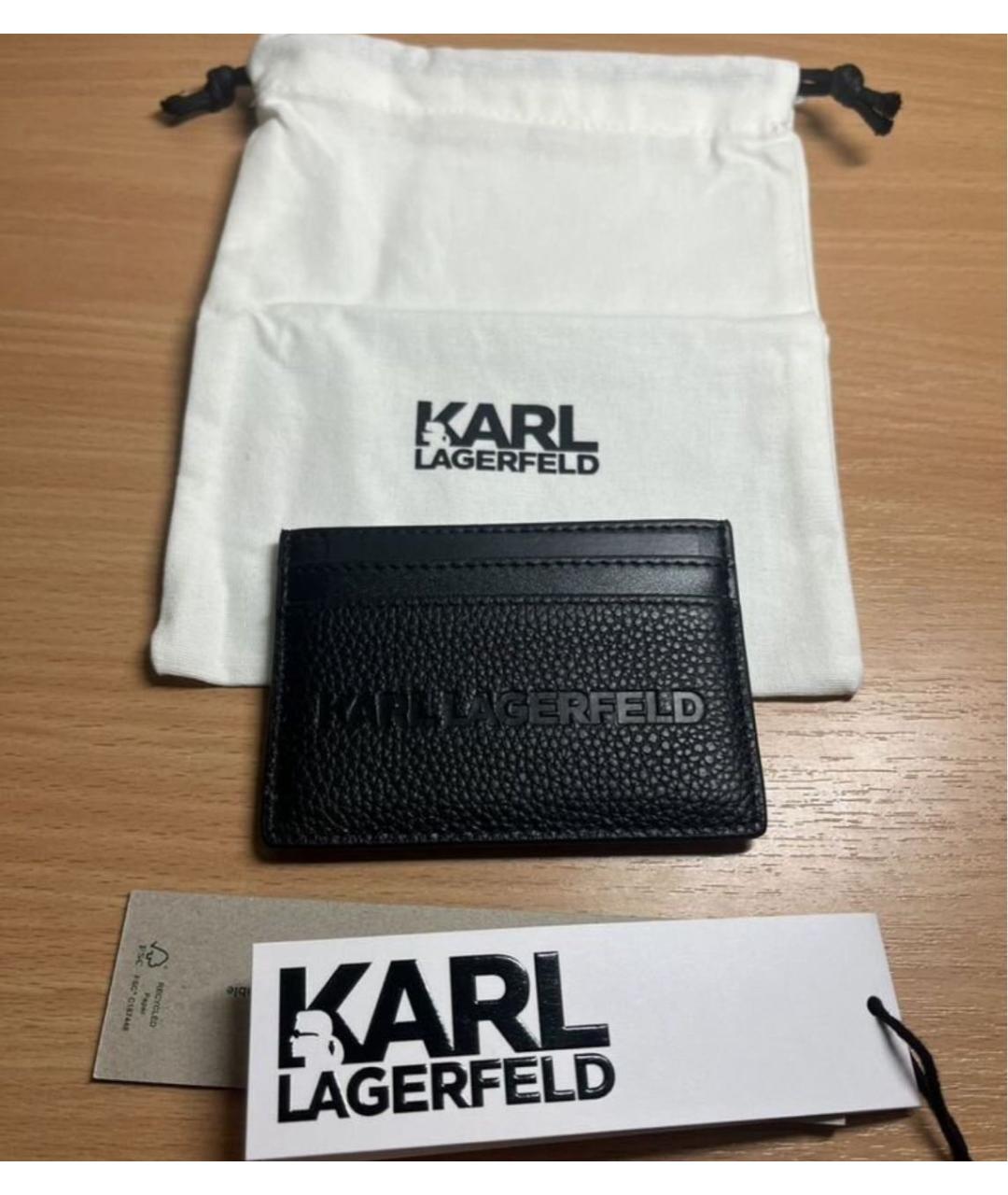 KARL LAGERFELD Черный кожаный кардхолдер, фото 3