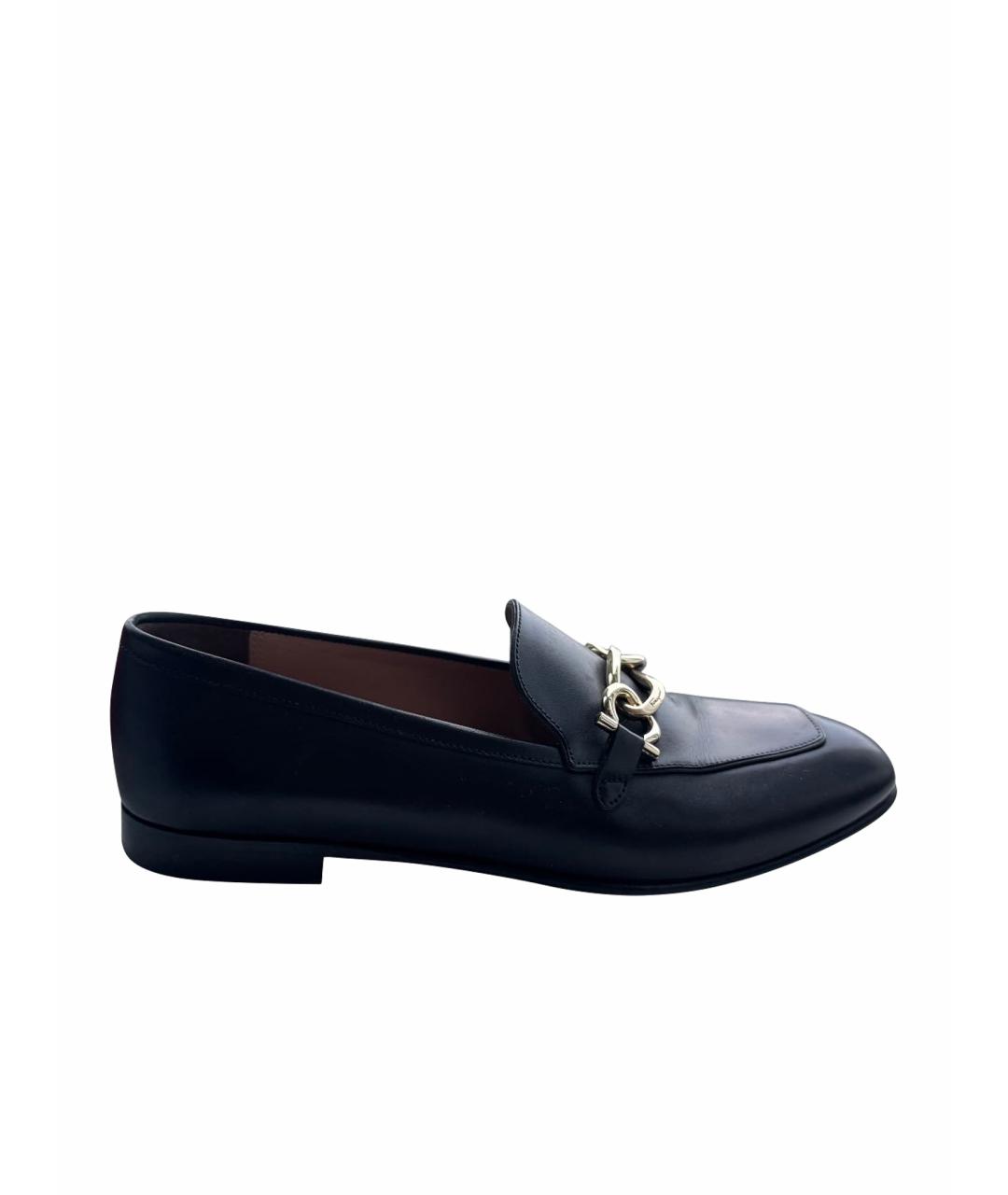 FERRAGAMO Черные кожаные лоферы, фото 1
