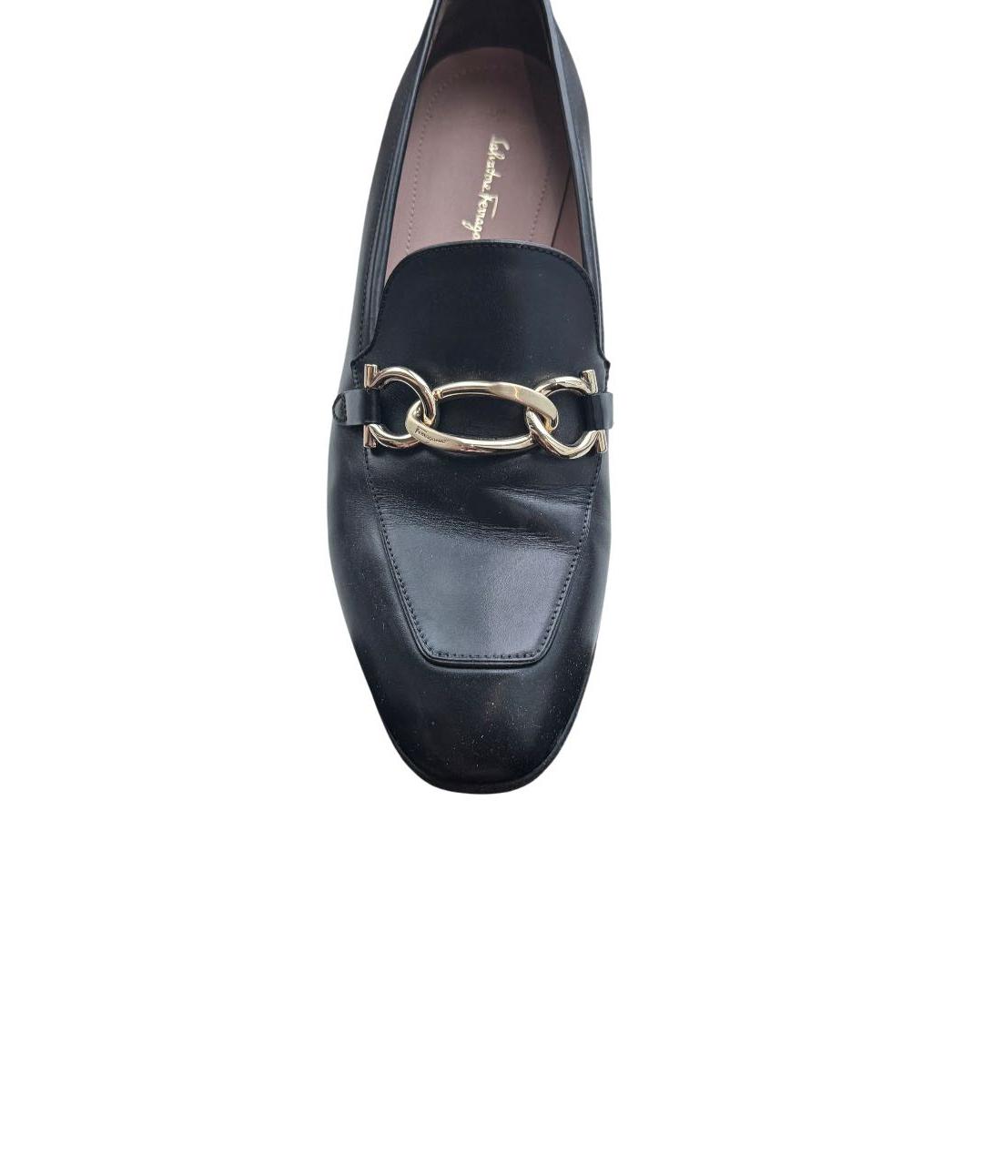 FERRAGAMO Черные кожаные лоферы, фото 2