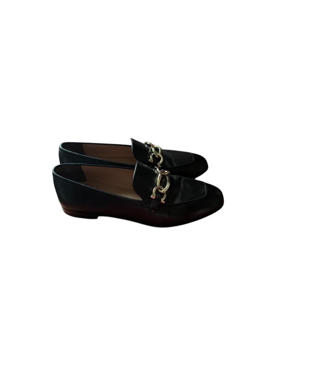 FERRAGAMO Черные кожаные лоферы, фото 5