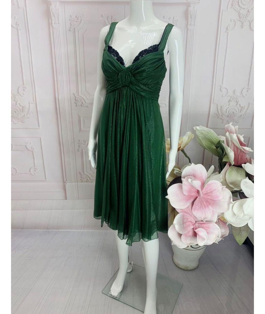 DOLCE&GABBANA Зеленые шелковое коктейльное платье, фото 8