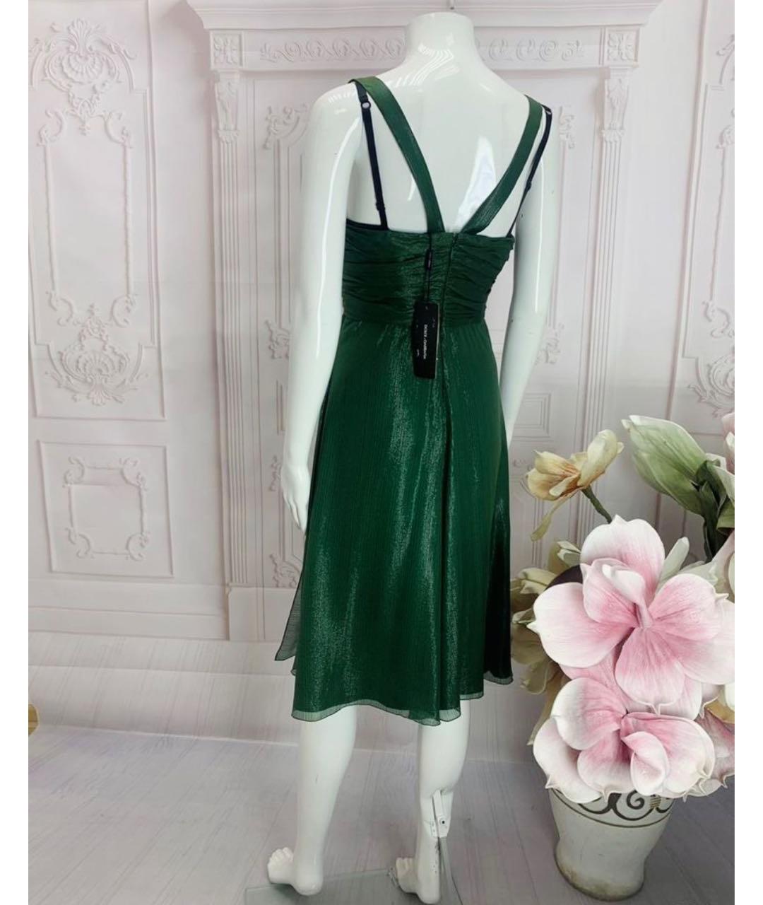 DOLCE&GABBANA Зеленые шелковое коктейльное платье, фото 2